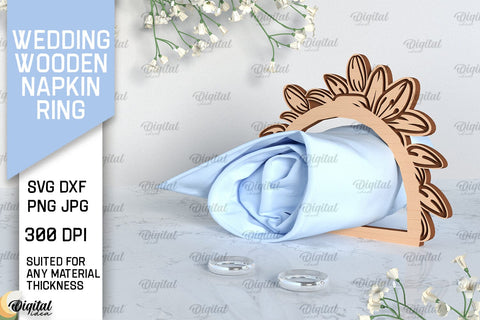 Wedding Wooden Napkin Rings Laser Cut Bundle. Wedding Decor SVG SVG Evgenyia Guschina 