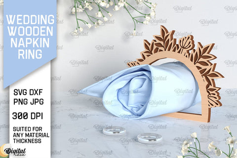Wedding Wooden Napkin Rings Laser Cut Bundle. Wedding Decor SVG SVG Evgenyia Guschina 