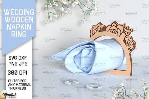 Wedding Wooden Napkin Rings Laser Cut Bundle. Wedding Decor SVG SVG Evgenyia Guschina 