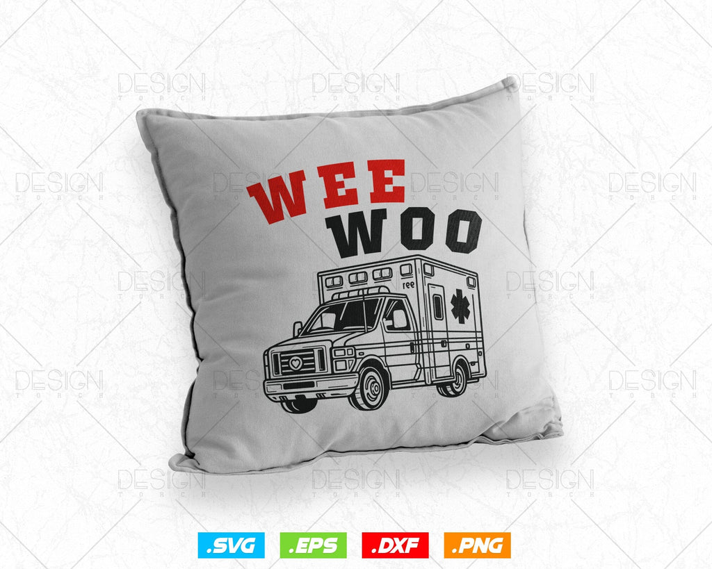 Wee Woo Ambulance AMR Funny EMS EMT Paramedic Vector T-Shirt Design Png ...