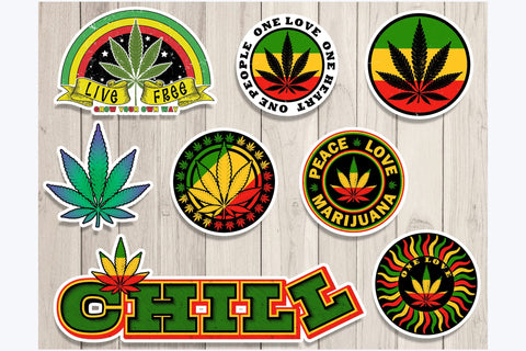 Weed Cannabis Marijuana Sticker Sheets Bundle Sublimation Karma Genie Graphics 