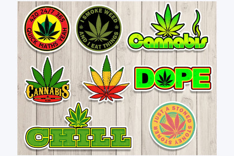 Weed Cannabis Marijuana Sticker Sheets Bundle Sublimation Karma Genie Graphics 