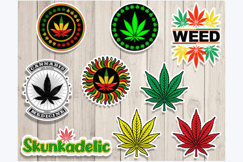 Weed Cannabis Marijuana Sticker Sheets Bundle Sublimation Karma Genie Graphics 