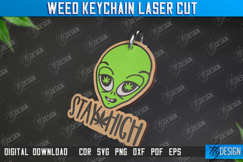 Weed Keychain Bundle | Weed Leaf Keyring | Cannabis Leaf | Herb Nerd | CNC File SVG Fly Design 