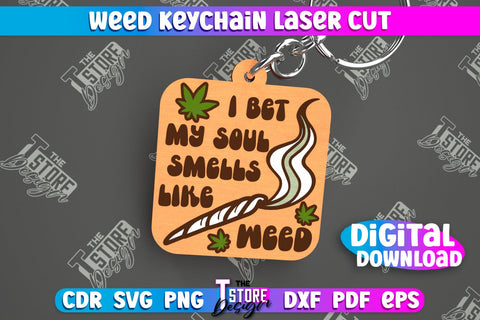 Weed Keychain Bundle | Weed Leaf Keyring | Cannabis Leaf | Herb Nerd | CNC Files SVG The T Store Design 