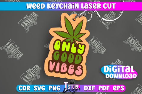 Weed Keychain Bundle | Weed Leaf Keyring | Cannabis Leaf | Herb Nerd | CNC Files SVG The T Store Design 
