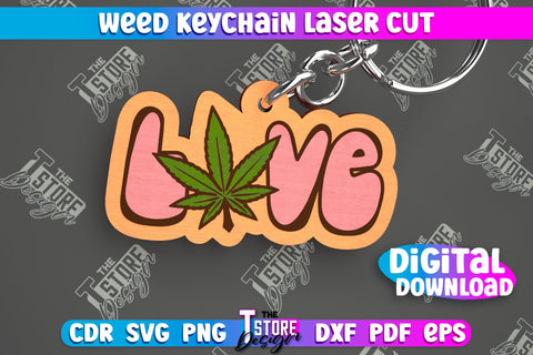 Weed Keychain Bundle | Weed Leaf Keyring | Cannabis Leaf | Herb Nerd | CNC Files SVG The T Store Design 