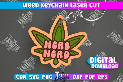 Weed Keychain Bundle | Weed Leaf Keyring | Cannabis Leaf | Herb Nerd | CNC Files SVG The T Store Design 