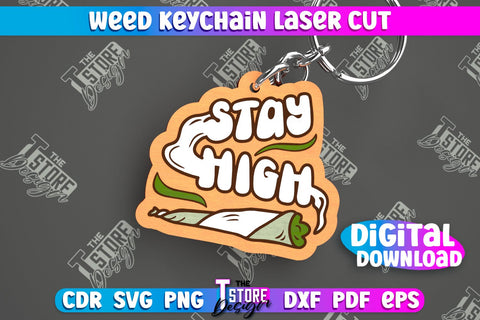 Weed Keychain Bundle | Weed Leaf Keyring | Cannabis Leaf | Herb Nerd | CNC Files SVG The T Store Design 