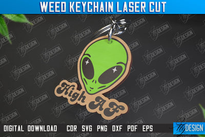Weed Keychain | Weed Leaf Keyring | Cannabis Leaf | Herb Nerd | CNC File SVG Fly Design 