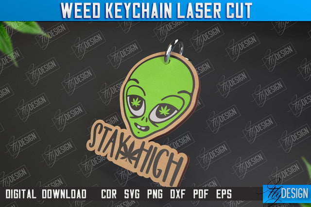 Weed Keychain | Weed Leaf Keyring | Cannabis Leaf | Herb Nerd | CNC File SVG Fly Design 