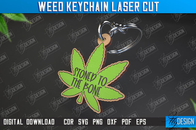 Weed Keychain | Weed Leaf Keyring | Cannabis Leaf | Herb Nerd | CNC File SVG Fly Design 