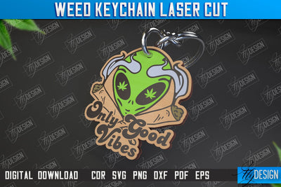 Weed Keychain | Weed Leaf Keyring | Cannabis Leaf | Herb Nerd | CNC File SVG Fly Design 
