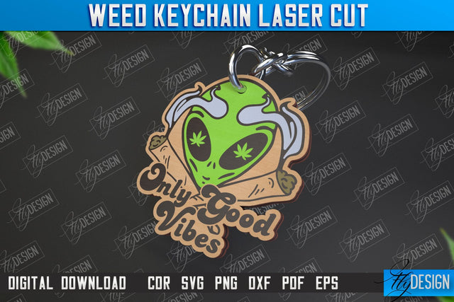 Weed Keychain | Weed Leaf Keyring | Cannabis Leaf | Herb Nerd | CNC File SVG Fly Design 
