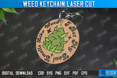 Weed Keychain | Weed Leaf Keyring | Cannabis Leaf | Herb Nerd | CNC File SVG Fly Design 