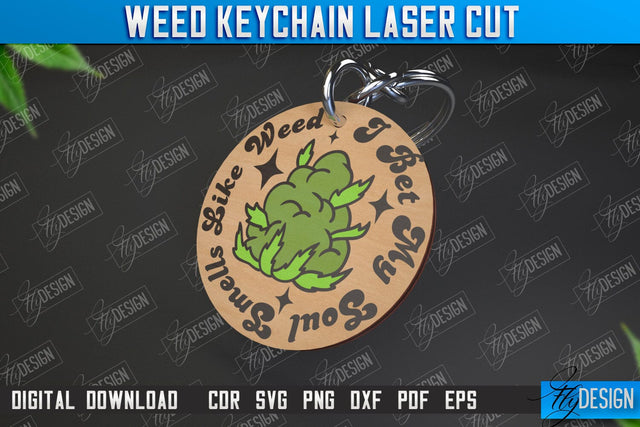 Weed Keychain | Weed Leaf Keyring | Cannabis Leaf | Herb Nerd | CNC File SVG Fly Design 