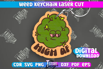Weed Keychain | Weed Leaf Keyring | Cannabis Leaf | Herb Nerd | CNC File SVG The T Store Design 