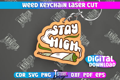 Weed Keychain | Weed Leaf Keyring | Cannabis Leaf | Herb Nerd | CNC File SVG The T Store Design 