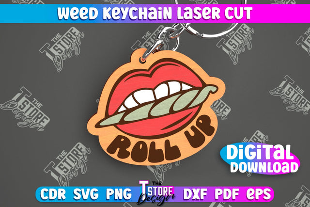 Weed Keychain | Weed Leaf Keyring | Cannabis Leaf | Herb Nerd | CNC File SVG The T Store Design 