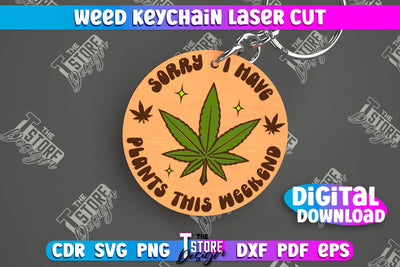 Weed Keychain | Weed Leaf Keyring | Cannabis Leaf | Herb Nerd | CNC File SVG The T Store Design 
