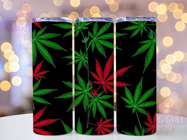 Weed Leaf Cannabis Tumbler Wrap, Ganja Leaf Design, 20oz Cannabis Tumbler, Marijuana Sublimation Art, Seamless Stoner Print, THC Flower Aesthetic, Sublimation SvggirlplusArt 