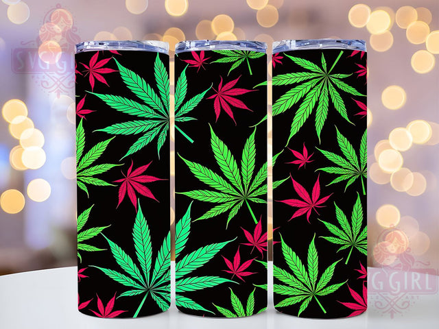 Weed Leaf Cannabis Tumbler Wrap, Ganja Leaf Design, 20oz Cannabis Tumbler, Marijuana Sublimation Art, Seamless Stoner Print, THC Flower Aesthetic, Sublimation SvggirlplusArt 