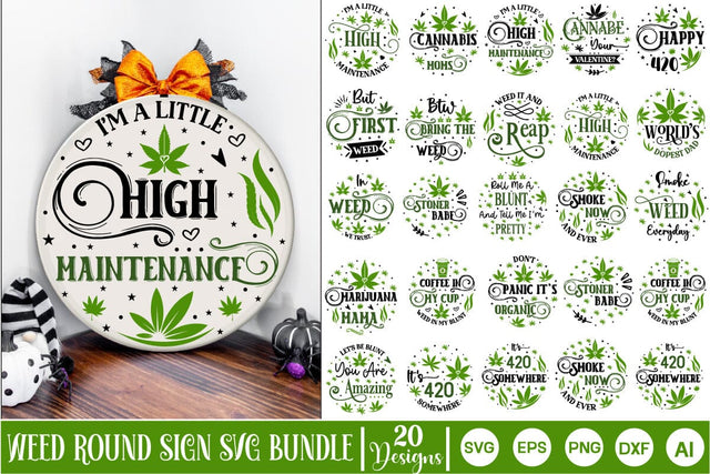 Weed Round Sign SVG Bundle, Marijuana SVG Bundle, Weed SVG designs, SVGs,Quotes and Sayings,Food & Drink,On Sale, Print & Cut SVG DesignPlante 503 