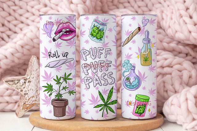 Weed Tumbler Wrap, Smoker Girl 20oz Skinny Tumbler Weed Design, Pink Marijuana Tumbler Sublimation Sublimation DesignSVG 