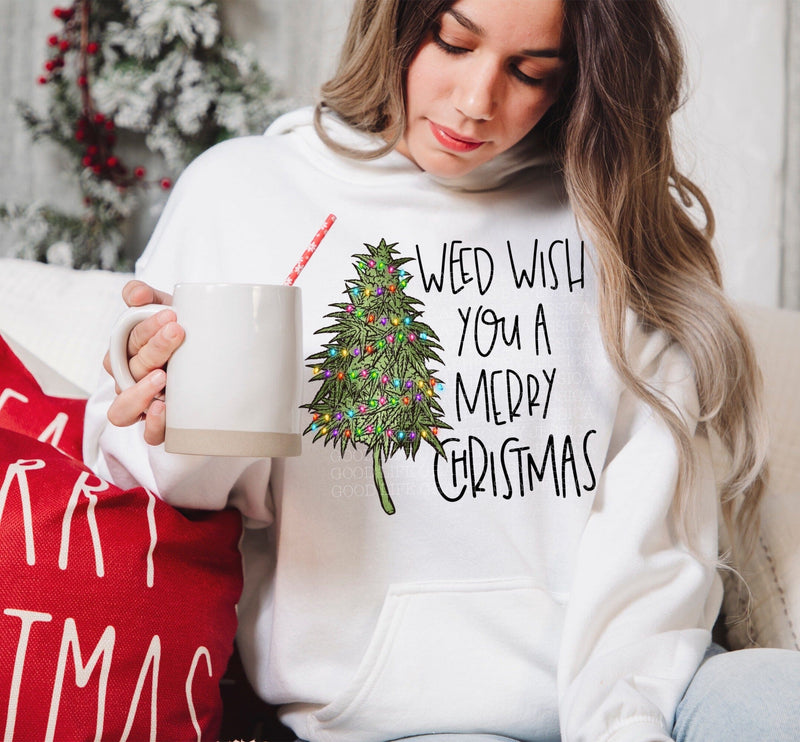Weed Wish You Merry Christmas | Cannabis Holiday Humor PNG | Alternative Christmas Design Sublimation Crafting After Dark 