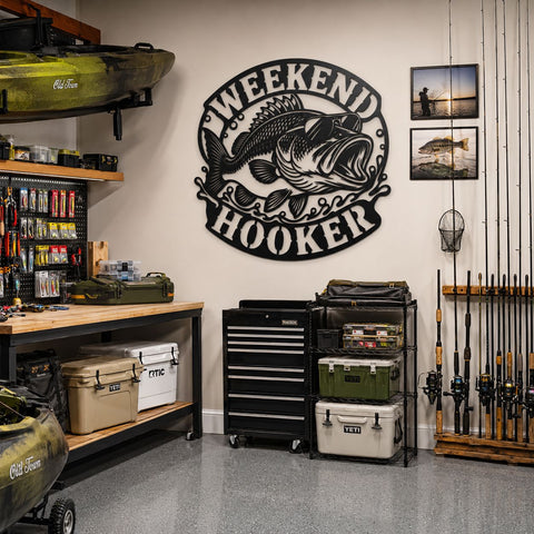 Weekend Hooker Bass Fishing Laser SVG | Funny Fishing Sign DXF | Bass Angler Metal Wall Art Cut File | CNC Plasma Laser Cut Svg SVG HappyDesignStudio 