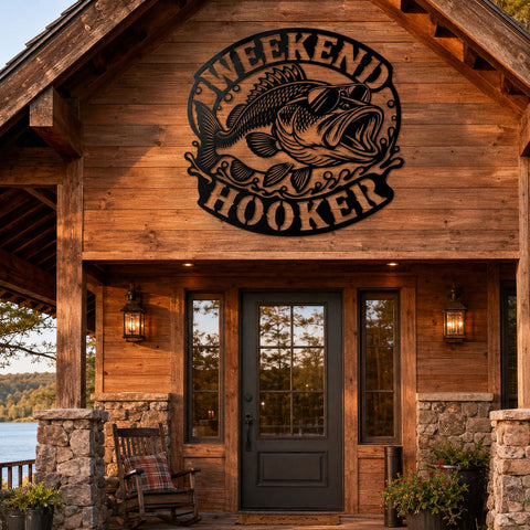 Weekend Hooker Bass Fishing Laser SVG | Funny Fishing Sign DXF | Bass Angler Metal Wall Art Cut File | CNC Plasma Laser Cut Svg SVG HappyDesignStudio 