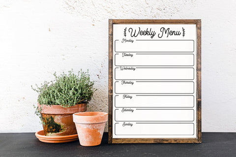 Weekly Menu Planner Cut File (SVG, DXF, PNG & EPS) Sublimation Pickled Thistle Creative 