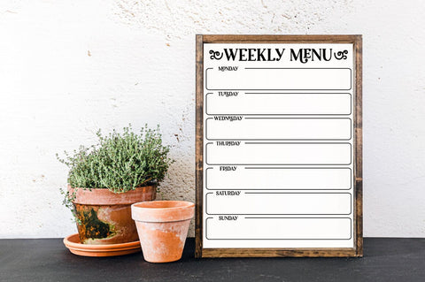 Weekly Menu Planner SVG - Farmhouse Kitchen Decor Sublimation Pickled Thistle Creative 
