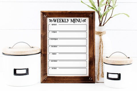 Weekly Menu Planner SVG - Farmhouse Kitchen Decor Sublimation Pickled Thistle Creative 