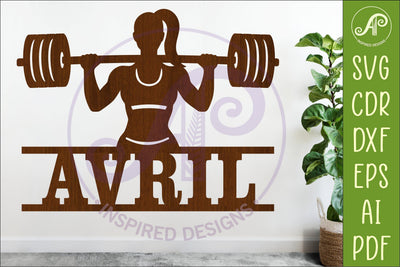 Weight Lifter Name Sign SVG, Gym Sign SVG, Female Fitness SVG APInspireddesigns 