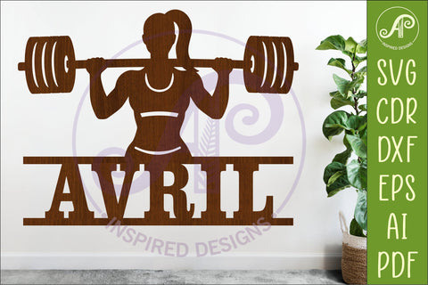 Weight Lifter Name Sign SVG, Gym Sign SVG, Female Fitness SVG APInspireddesigns 