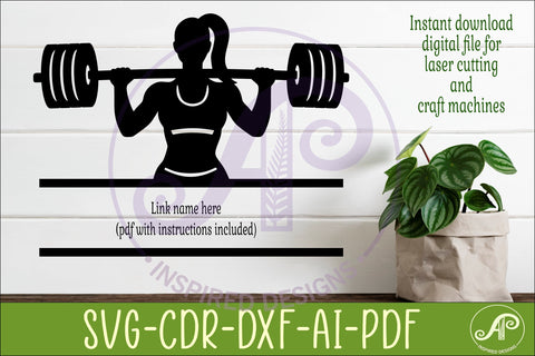 Weight Lifter Name Sign SVG, Gym Sign SVG, Female Fitness SVG APInspireddesigns 