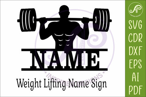 Weight Lifter Name Sign SVG, Gym Sign SVG, Male Fitness SVG APInspireddesigns 