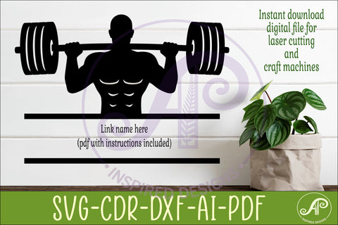 Weight Lifter Name Sign SVG, Gym Sign SVG, Male Fitness SVG APInspireddesigns 