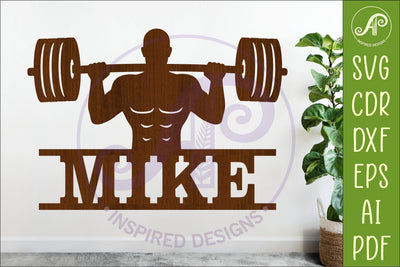 Weight Lifter Name Sign SVG, Gym Sign SVG, Male Fitness SVG APInspireddesigns 