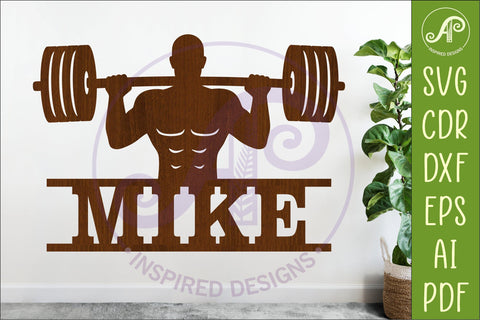 Weight Lifter Name Sign SVG, Gym Sign SVG, Male Fitness SVG APInspireddesigns 