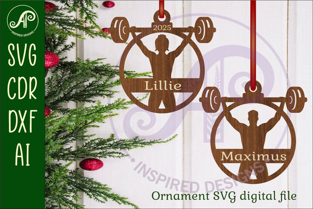 Weightlifters Christmas Ornament SVG SVG APInspireddesigns 