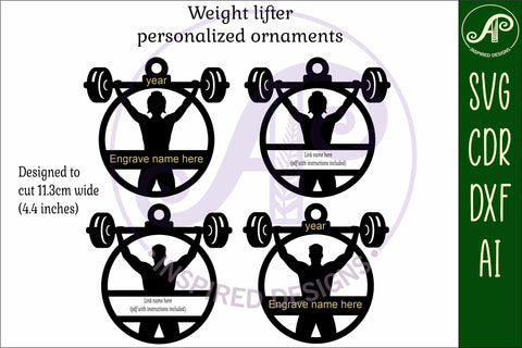 Weightlifters Christmas Ornament SVG SVG APInspireddesigns 