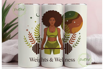 Weights & Wellness 20oz Tumbler Design Sublimation PixelChick 
