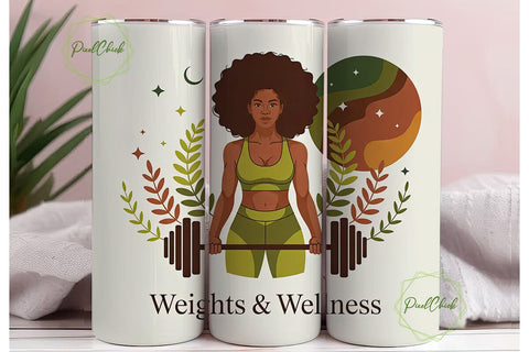Weights & Wellness 20oz Tumbler Design Sublimation PixelChick 