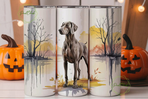 Weimaraner Autumn Dog 20oz Tumbler Wrap Sublimation PixelChick 