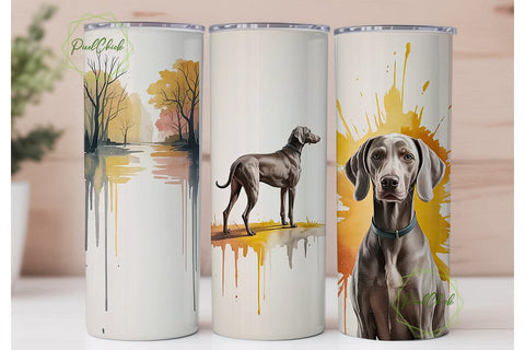 Weimaraner Autumn Dog 20oz Tumbler Wrap Sublimation PixelChick 