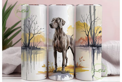Weimaraner Autumn Dog 20oz Tumbler Wrap Sublimation PixelChick 