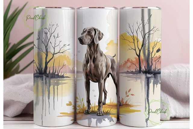 Weimaraner Autumn Dog 20oz Tumbler Wrap Sublimation PixelChick 