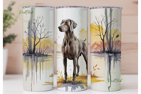 Weimaraner Autumn Dog 20oz Tumbler Wrap Sublimation PixelChick 
